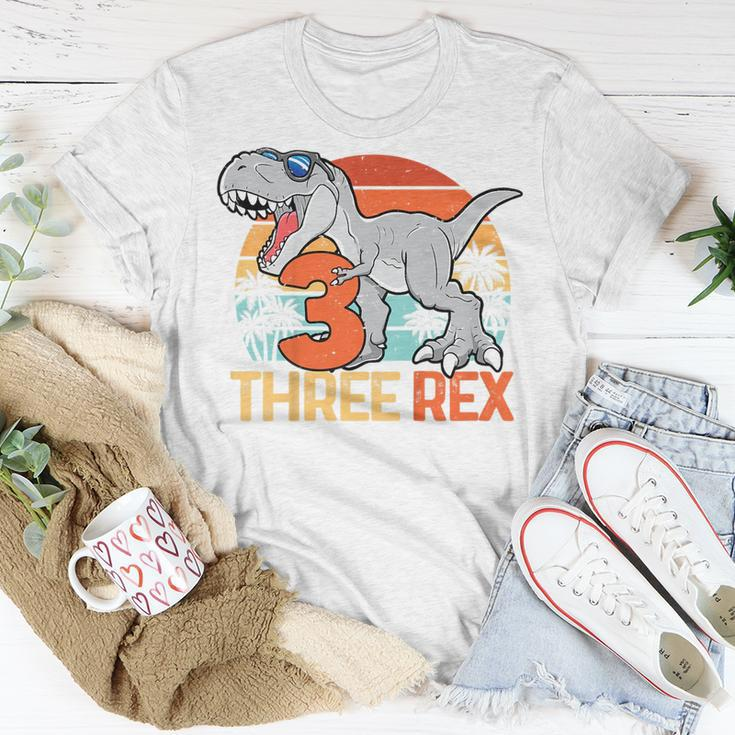 Kids Boys Three Rex 3Rd Birthday Third Dinosaur 3 Year Old Unisex T-Shirt Funny Gifts