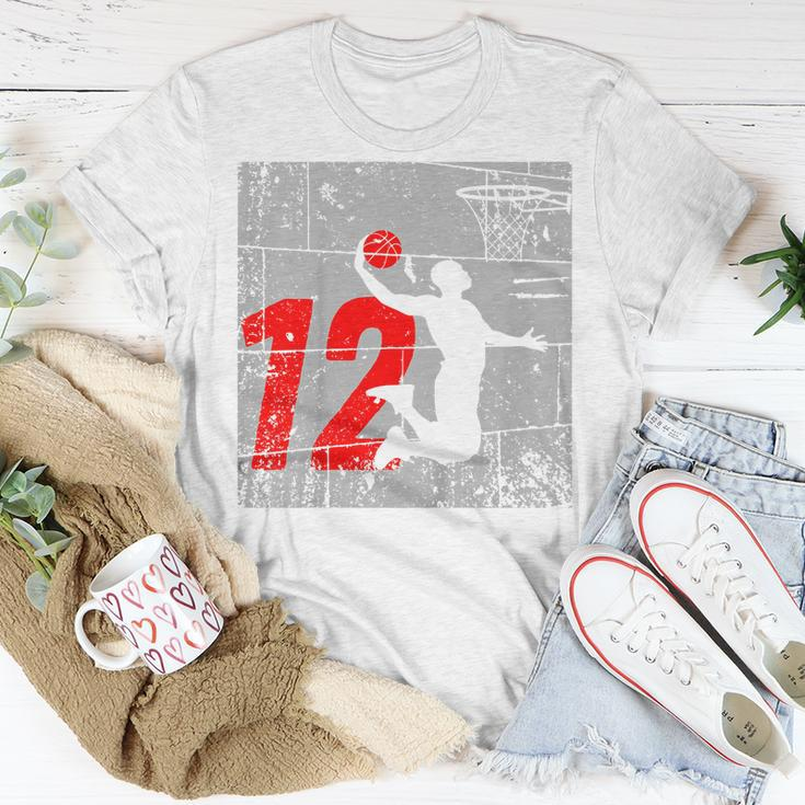 Kids Distressed 12 Year Old 12Th Basketball Birthday Slam Dunk Unisex T-Shirt Unique Gifts