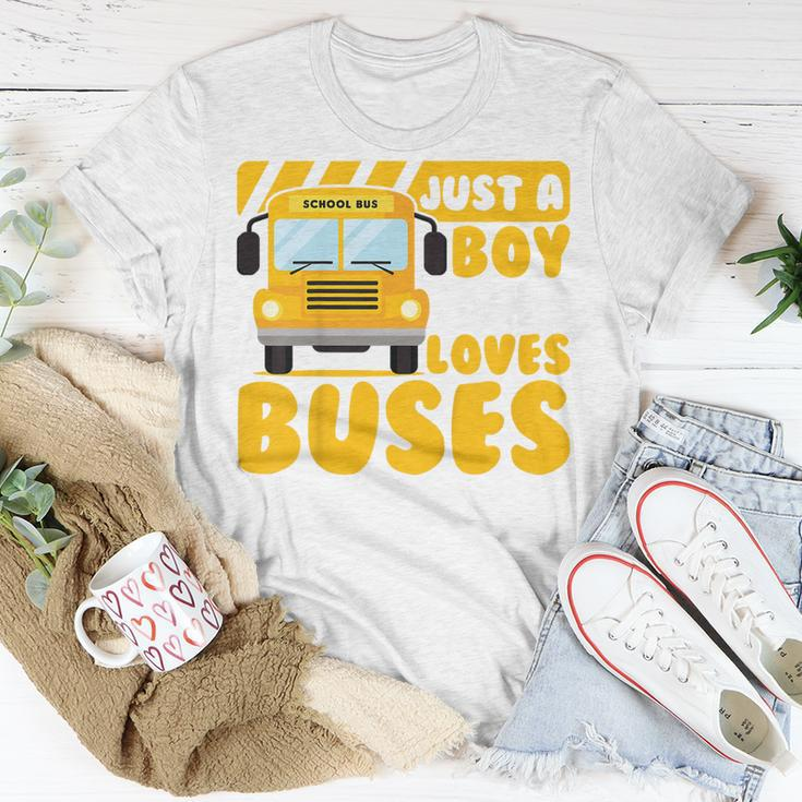 Kids School Bus Boys Funny Just A Boy Who Loves Buses Unisex T-Shirt Funny Gifts