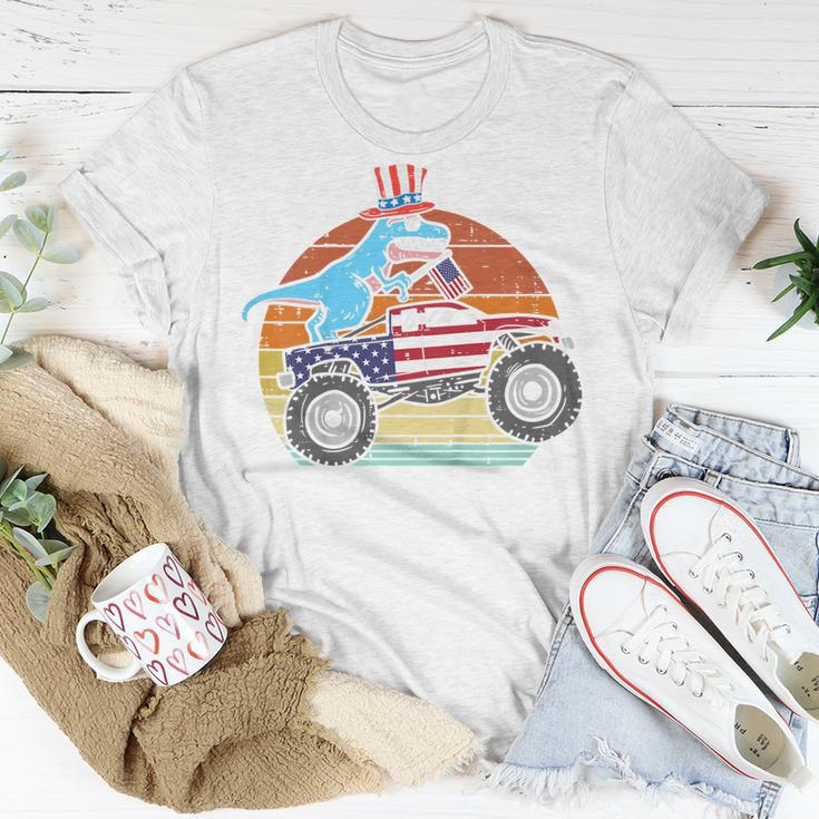 Kids T-Rex Dino Monster Truck Kids 4Th Of July Baby Boys Toddler Unisex T-Shirt Unique Gifts