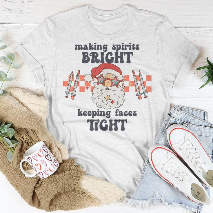 Making Spirits Bright Keeping Faces Tight Santa Christmas T-Shirt Unique Gifts