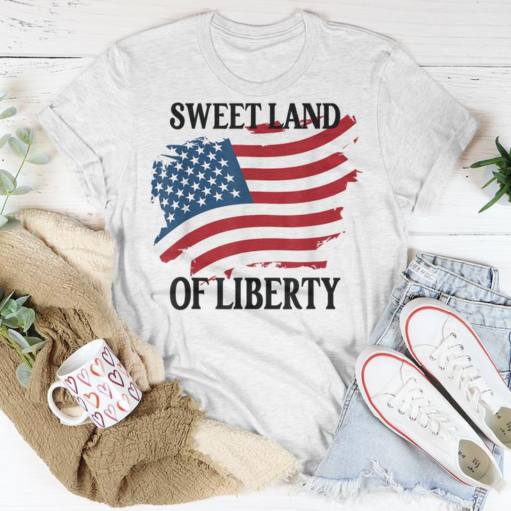 Memorial Day Sweet Land Of Liberty American Flag Unisex T-Shirt Funny Gifts