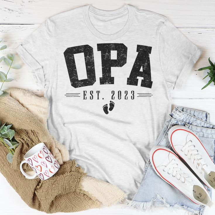 Opa Est 2023 Opa To Be Gifts New Opa Fathers Day Unisex T-Shirt Funny Gifts