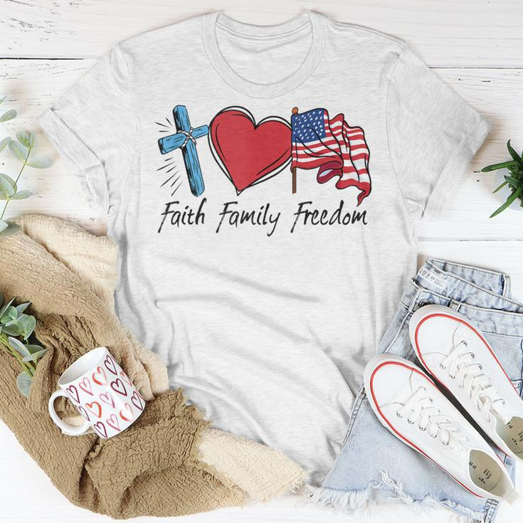 Patriotic Retro Faith Family Freedom Usa Flag 4Th Of July Unisex T-Shirt Unique Gifts