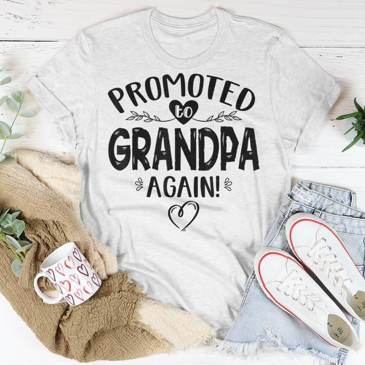 Promoted To Grandpa Again Baby Announcement Gift Gift For Mens Unisex T-Shirt Unique Gifts