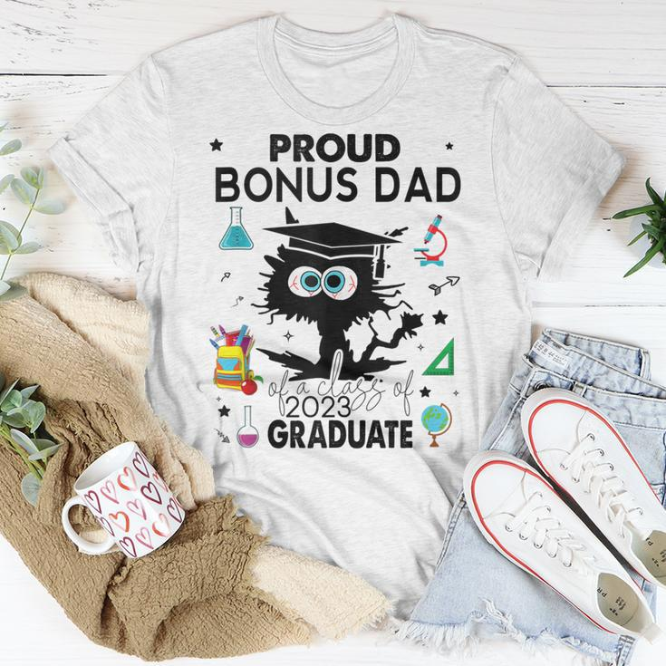 Proud Bonus Dad Of A Class Of 2023 Graduate Funny Black Cat Unisex T-Shirt Unique Gifts