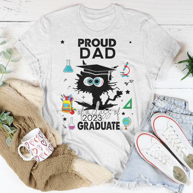 Proud Dad Of A Class Of 2023 Graduate Cool Funny Black Cat Unisex T-Shirt Unique Gifts