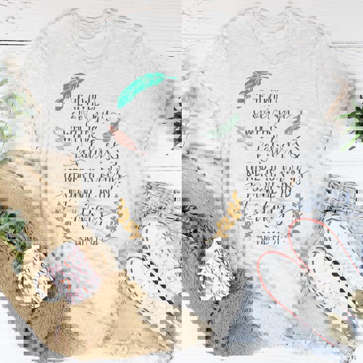 Psalm 914 Under His Wings You Will Find Refuge Unisex T-Shirt Unique Gifts Psalm 914 Under His Wings You Will Find Refuge Unisex T-Shirt Unique Gifts