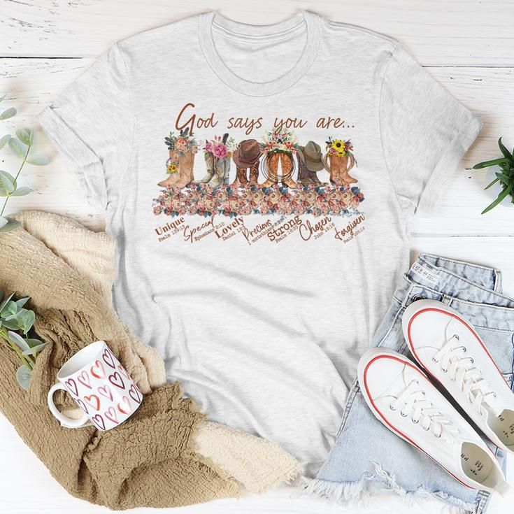 Retro Western Cowgirl Boots God Say You Are Cowboy Christian Unisex T-Shirt Unique Gifts