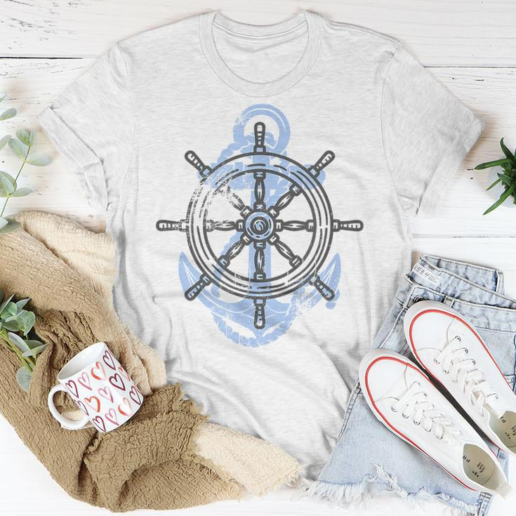 Rudder Anchor Sring Wheel Sailing Boat North Maritime Unisex T-Shirt Unique Gifts