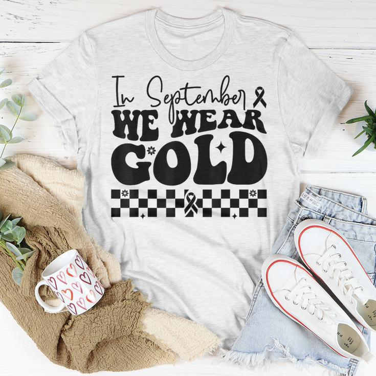 In September We Wear Gold Cool Childhood Cancer Awareness T-Shirt Unique Gifts