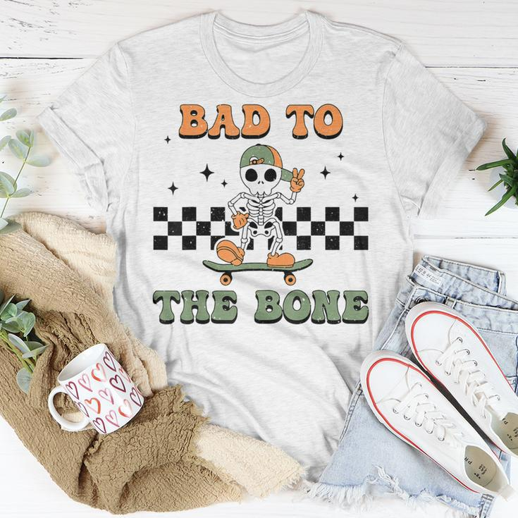 Skeleton Halloween Skateboard Bad To The Bone Toddler Boy T-Shirt Funny Gifts