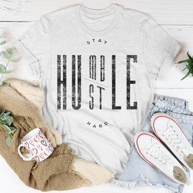 Stay Humble & Hustle Hard Quote Black Text T-Shirt Unique Gifts
