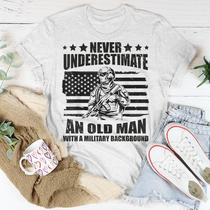 Never Underestimate An Old Man With Military Background T-Shirt Funny Gifts