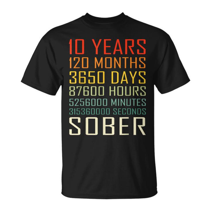 10 Year Sobriety Anniversary Vintage 10 Years Sober  Unisex T-Shirt