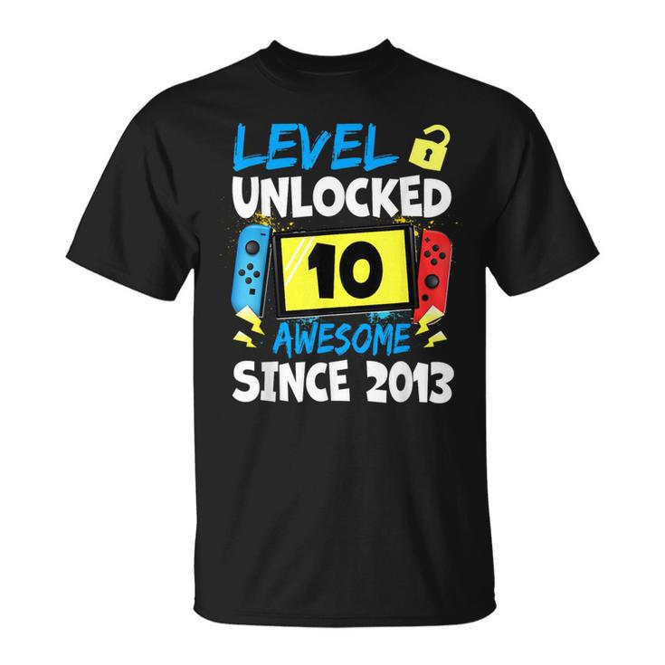 10Th Birthday Boy Level 10 Unlocked Awesome 2013 Video Gamer T-Shirt