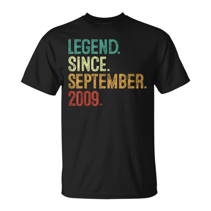 14 Years Old Legend Since September 2009 14Th Birthday T-Shirt
