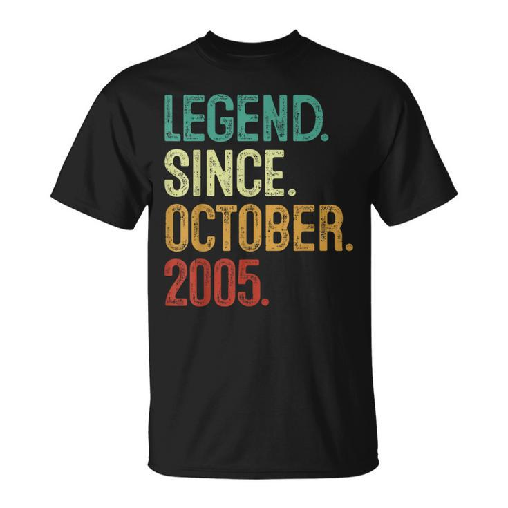 18 Years Old Legend Since October 2005 18Th Birthday T-Shirt