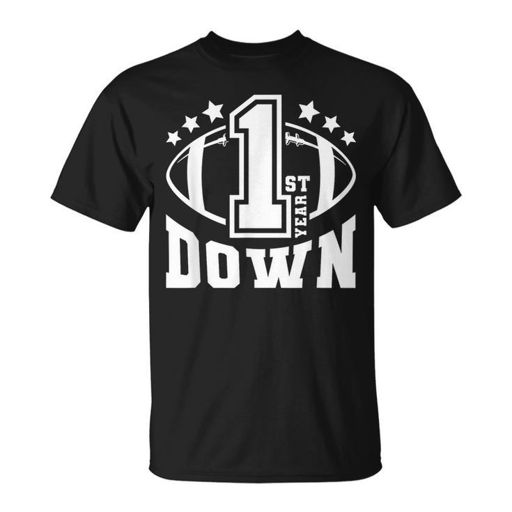 1St Birthday Football Touchdown-First Year Down Themed Party T-Shirt