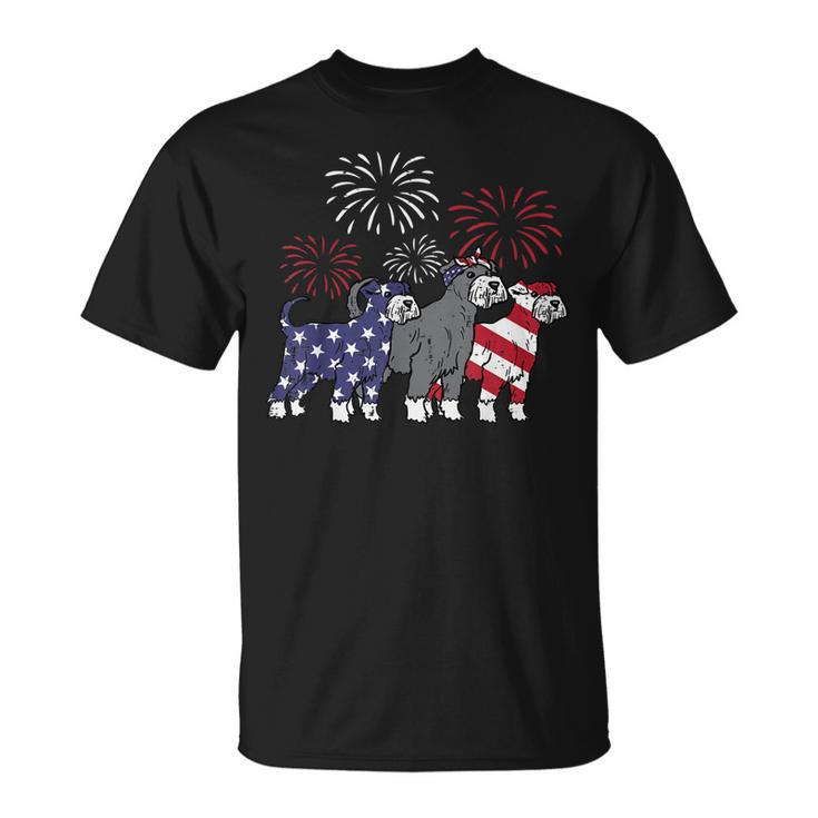 3 Miniature Schnauzer Dog Cute Fourth 4Th Of July Patriotic  Unisex T-Shirt