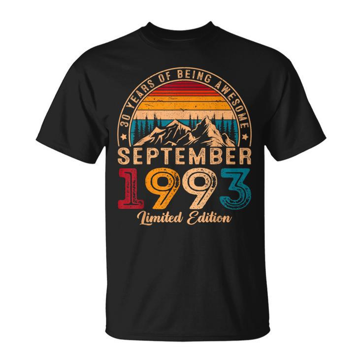 30 Year Old Awesome Since September 1993 30Th Birthday T-Shirt