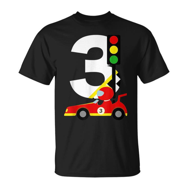 3Rd Birthday Race Car Racer 3 Yrs Old Birthday Boy Toddler Unisex T-Shirt