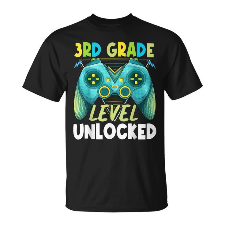 3Rd Grade Level Unlocked First Day Back To School Kids Boys  Unisex T-Shirt