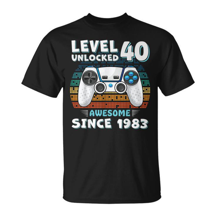 40 Birthday Decorations Gamer Video 1983 40Th Birthday T-Shirt