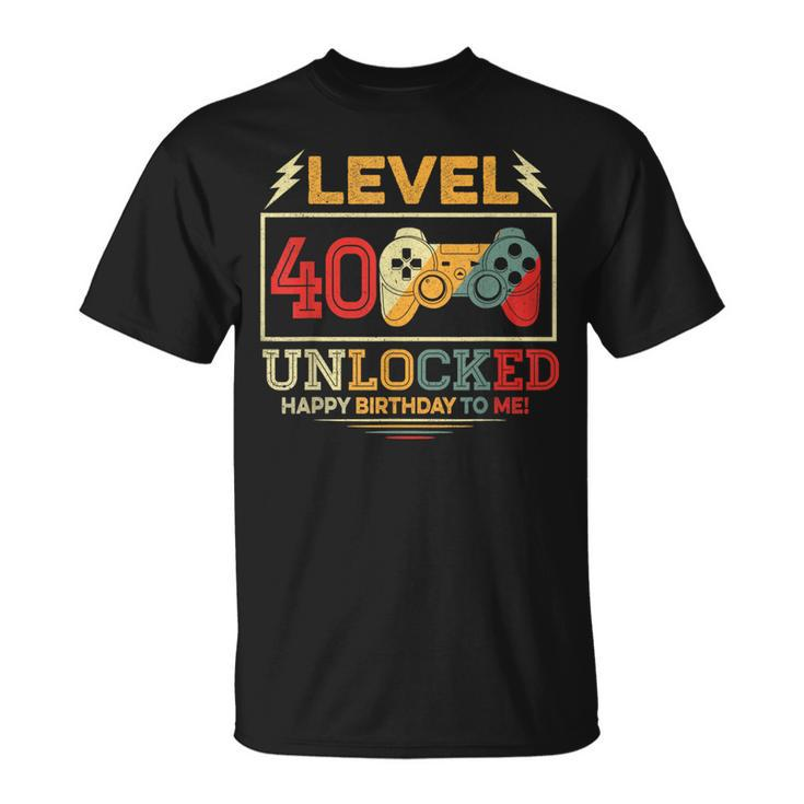 40 Year Old Gifts Level 40 Unlocked 40Th Birthday Boy Gaming 40Th Birthday Funny Gifts Unisex T-Shirt