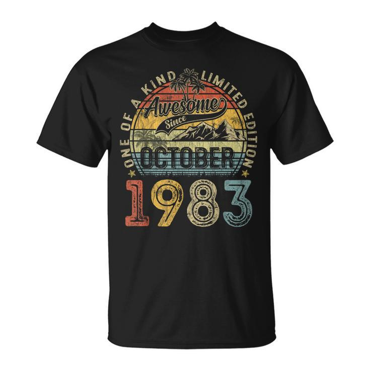 40 Years Old Made In 1983 Vintage October 1983 40Th Birthday T-Shirt