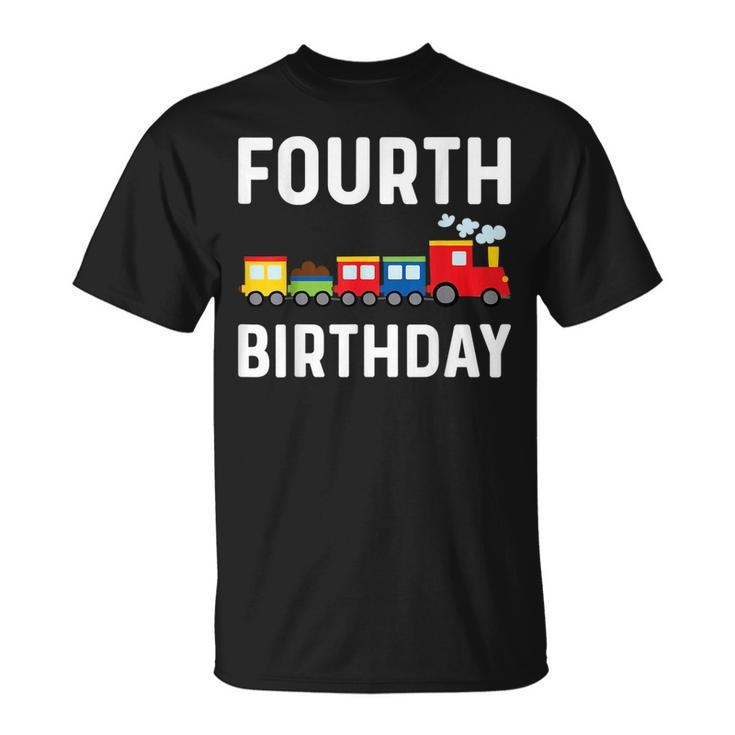 4Th Birthday Train Theme Party Toddler Boys Kids 4 Year Old Unisex T-Shirt