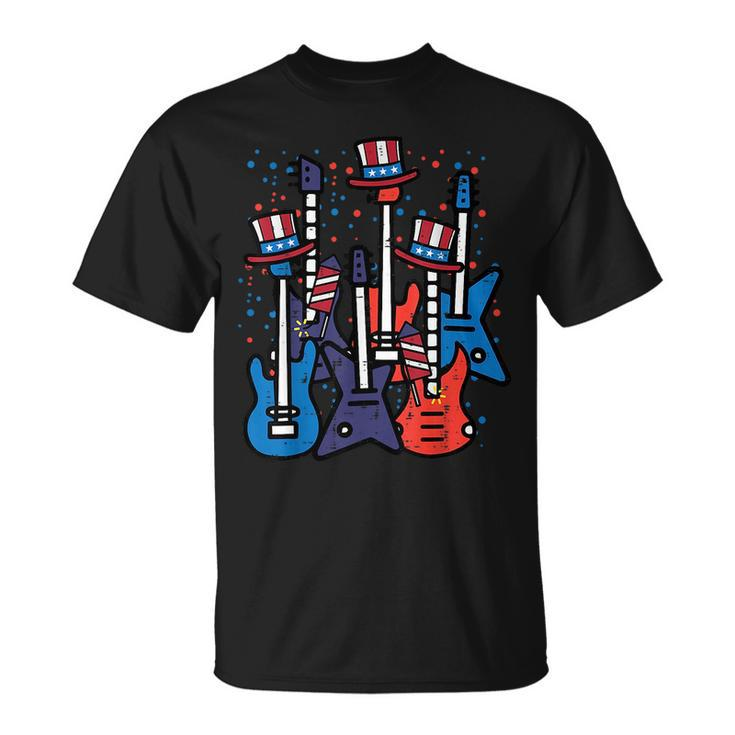 4Th July Rocker Guitars Us Flag Patriotic Rock Boys Kids Men Unisex T-Shirt