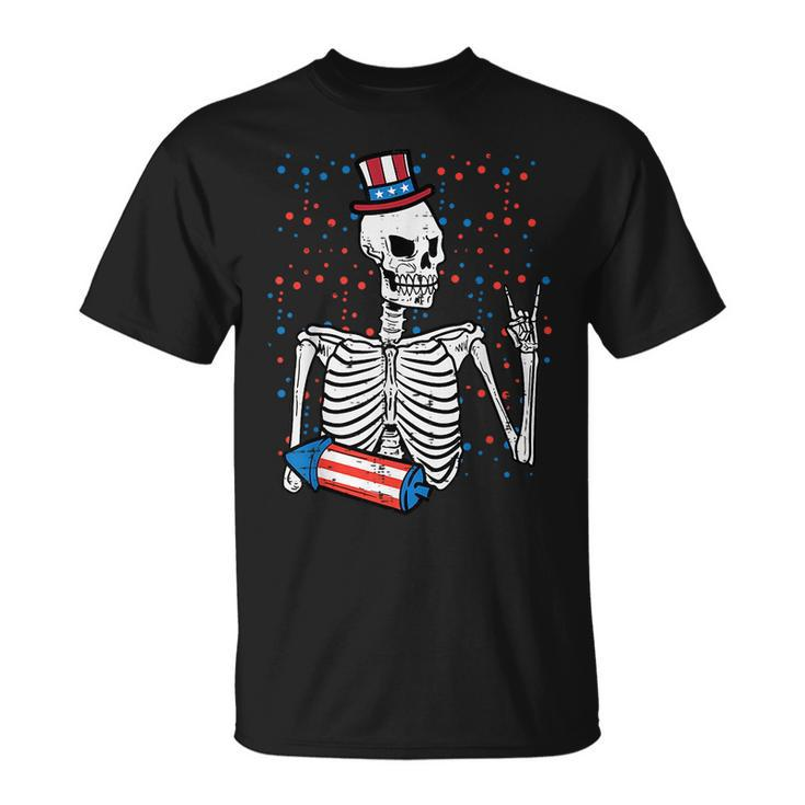 4Th July Rocker Skeleton Patriotic Rock Men Boys Kids N Unisex T-Shirt