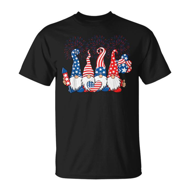 4Th Of July 2023 Patriotic Gnomes Funny American Usa Flag  Unisex T-Shirt