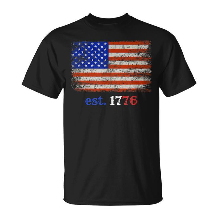 4Th Of July American Flag 1776 Proud Veteran Unisex T-Shirt