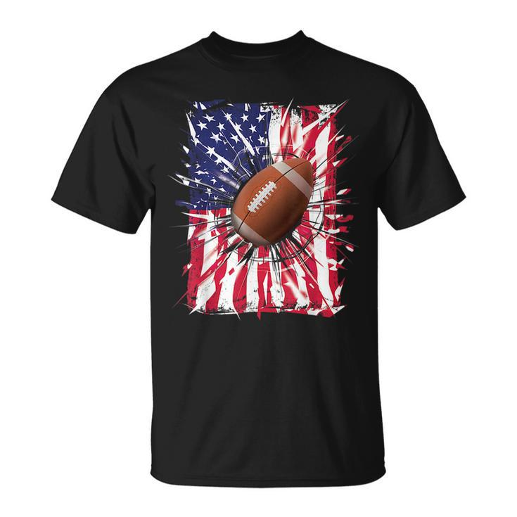 4Th Of July Football Usa American Flag Patriotic Men Unisex T-Shirt