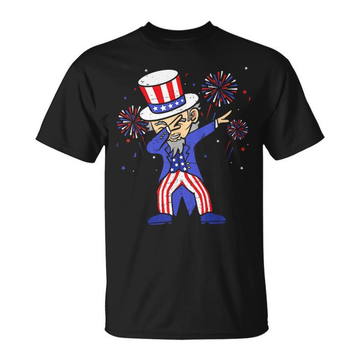 4Th Of July  For Kids Funny Dabbing Uncle Sam Boys Men Unisex T-Shirt
