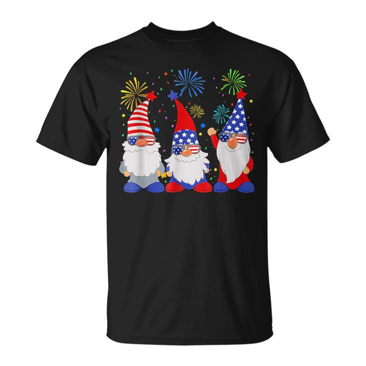 4Th Of July Funny Patriotic Gnomes Sunglasses American Usa  Unisex T-Shirt