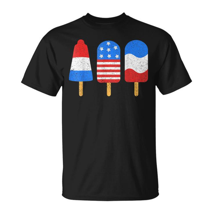 4Th Of July Ice Pops Red White Blue American Flag Patriotic  Unisex T-Shirt