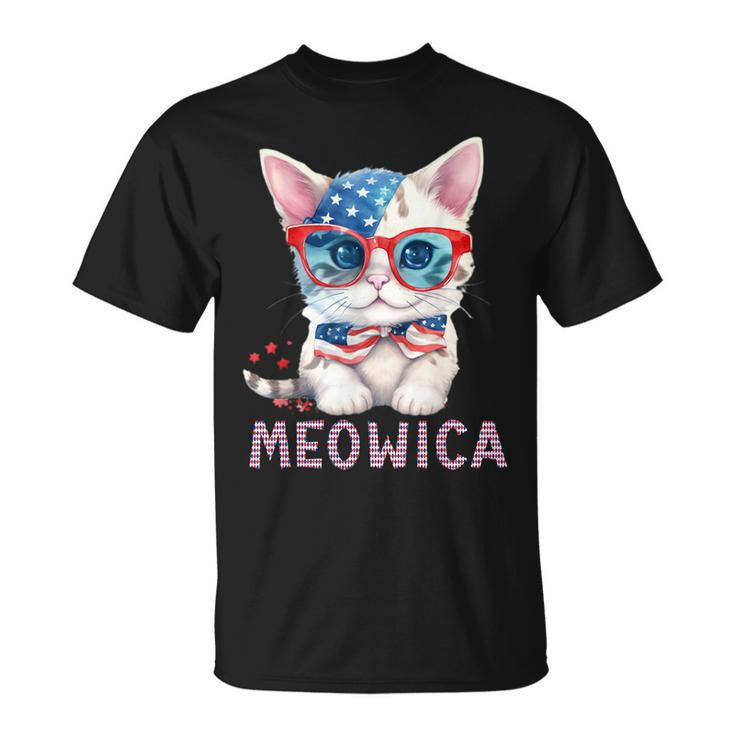 4Th Of July Meowicas Patriotic Graphic  For Cat Lovers Unisex T-Shirt
