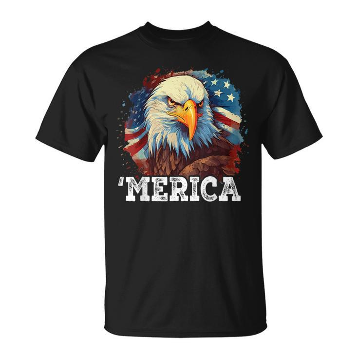 4Th Of July Merica Bald Eagle Usa Patriotic American Flag  Unisex T-Shirt