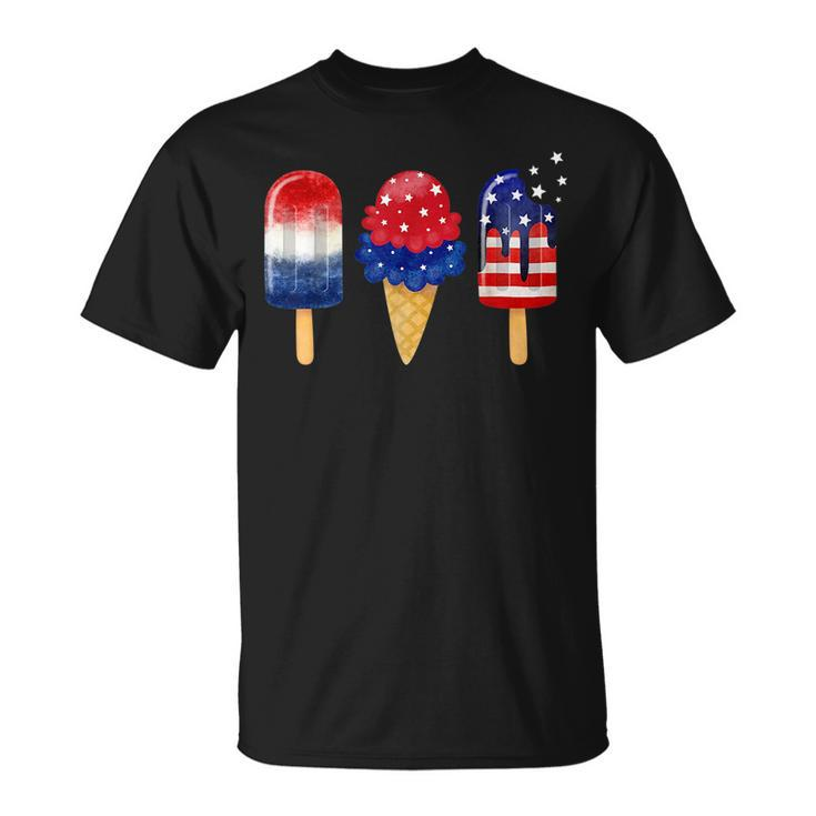 4Th Of July Popsicle American Flag Patriotic Summer Boy Girl  Unisex T-Shirt