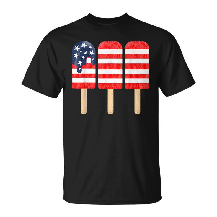 4Th Of July Popsicle American Flag Red White Blue Patriotic  Unisex T-Shirt
