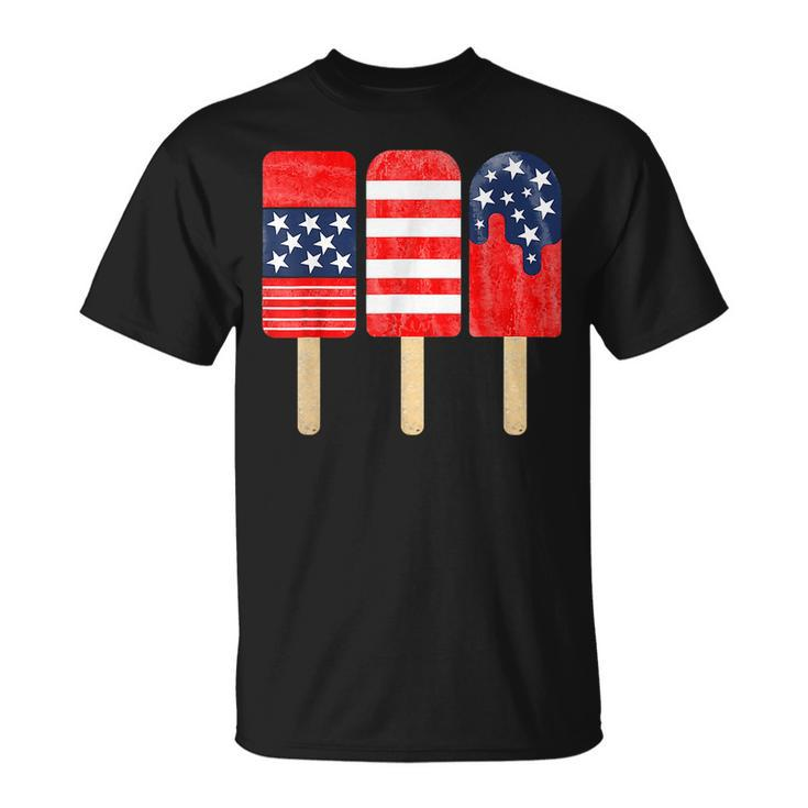 4Th Of July Popsicle Red White Blue American Flag Patriotic  Unisex T-Shirt