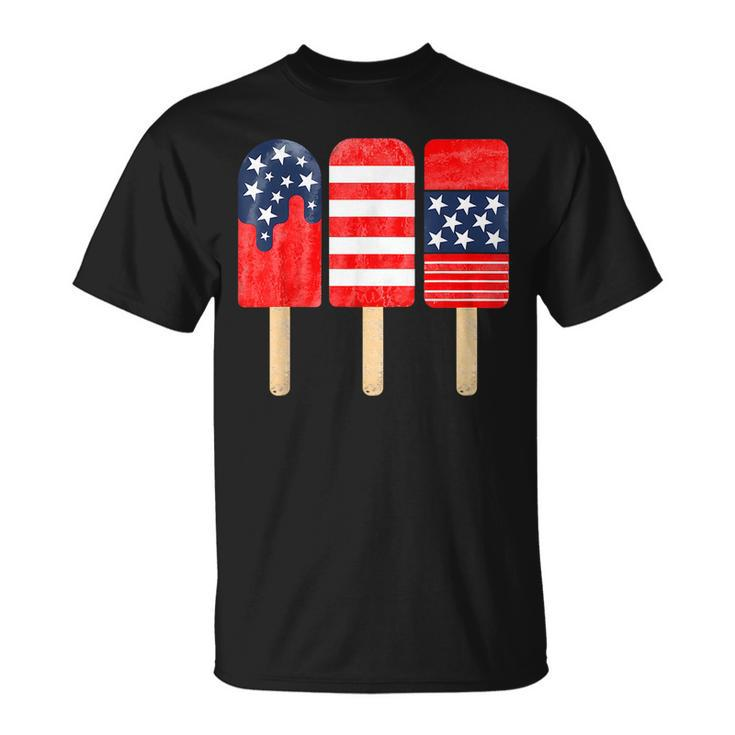 4Th Of July Popsicle Red White Blue American Flag Patriotic Unisex T-Shirt