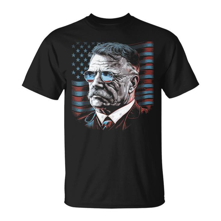 4Th Of July President Theodore Teddy Roosevelt American Flag  Unisex T-Shirt