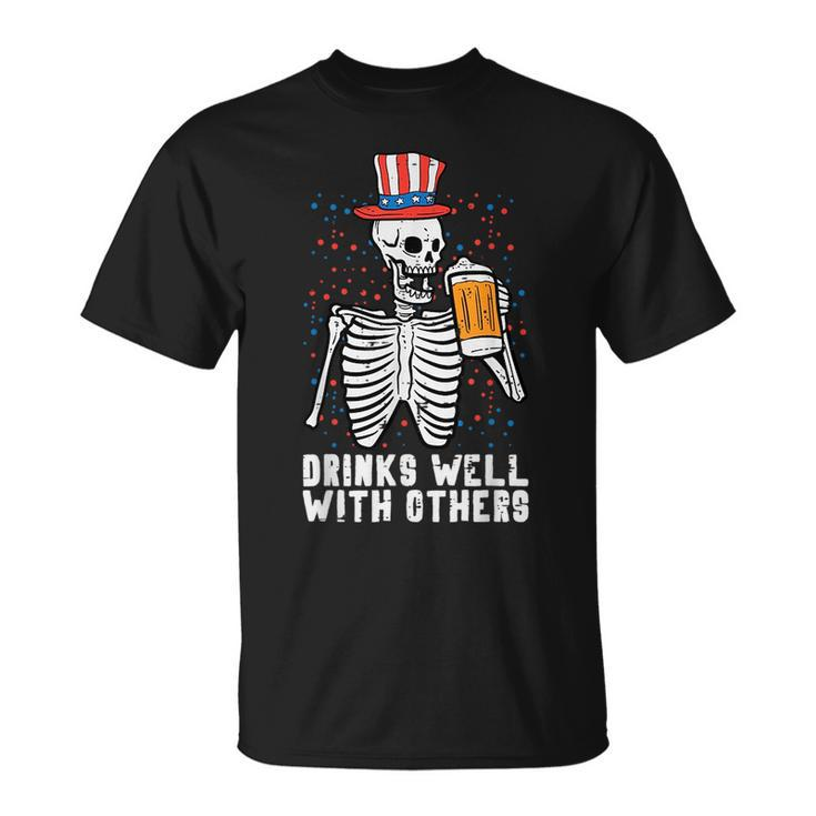 4Th Of July Skeleton American Flag Funny Patriotic Dad Men  Patriotic Funny Gifts Unisex T-Shirt
