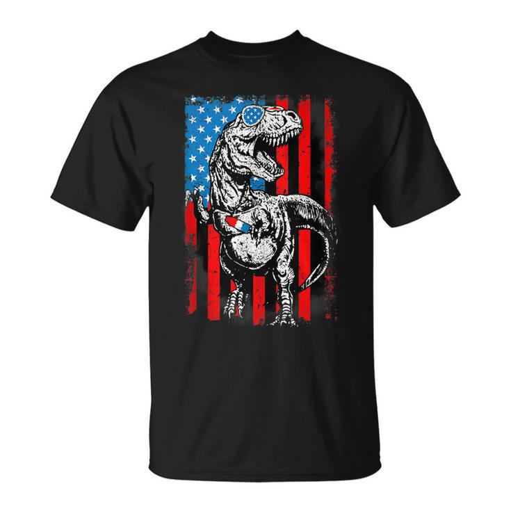 4Th Of July Trex Dinosaur American Flag Patriotic Gift  Unisex T-Shirt