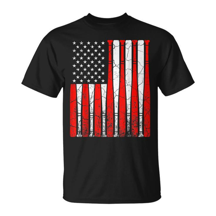 4Th Of July Vintage American Flag Baseball Dad Papa Men Boys  Unisex T-Shirt