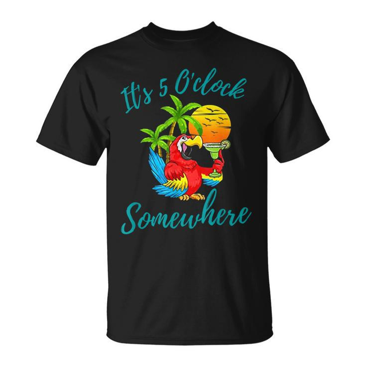 It Is 5 O'clock Somewhere Drinking Parrot T-Shirt